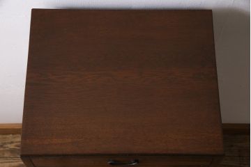 レトロ家具　昭和レトロ　タモ・ブナ材　ワークスペースにおすすめな温もり溢れる縦型小引き出し(サイドチェスト)