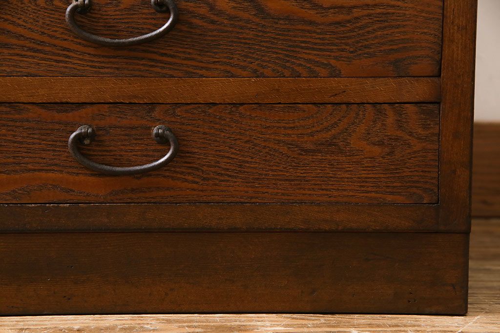 レトロ家具　昭和レトロ　タモ・ブナ材　ワークスペースにおすすめな温もり溢れる縦型小引き出し(サイドチェスト)