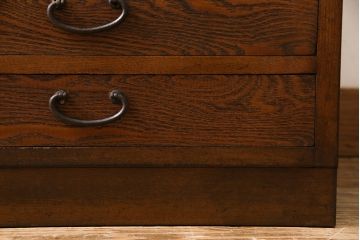 レトロ家具　昭和レトロ　タモ・ブナ材　ワークスペースにおすすめな温もり溢れる縦型小引き出し(サイドチェスト)