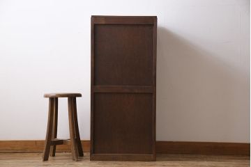 レトロ家具　昭和レトロ　タモ・ブナ材　ワークスペースにおすすめな温もり溢れる縦型小引き出し(サイドチェスト)