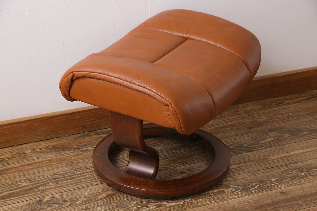 中古　EKORNES(エコーネス)　本革　オットマン付き　ストレスレス レノ クラシック(M)(アームチェア、リクライニングチェア、椅子)(定価約37万9千円)