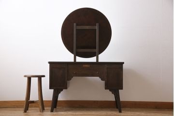 中古　松本民芸家具　丸型一面鏡のドレッサー(鏡台、ミラー)(定価約34万円)