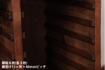 レトロ家具　昭和レトロ　簡素な作りと古い木の質感が味のある収納棚(オープン棚)