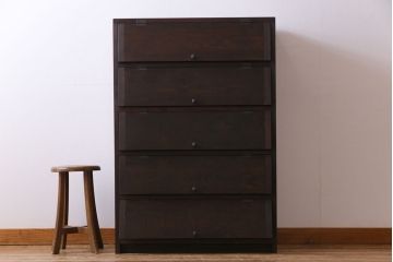 アンティーク家具　リメイク品　明治期　古い松材を利用したパタパタ扉の収納棚(戸棚、下駄箱、キャビネット)(1)