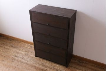 アンティーク家具　リメイク品　明治期　古い松材を利用したパタパタ扉の収納棚(戸棚、下駄箱、キャビネット)(1)