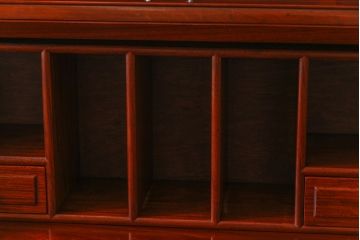 ビンテージ　高級唐木家具　花鳥図　美しい象嵌があしらわれたビューローブックケース(ライティングビューロー、本箱、飾り棚、ワークデスク、ヴィンテージ、在宅用、在宅ワーク)(定価約65万円)