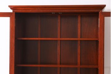 ビンテージ　高級唐木家具　花鳥図　美しい象嵌があしらわれたビューローブックケース(ライティングビューロー、本箱、飾り棚、ワークデスク、ヴィンテージ、在宅用、在宅ワーク)(定価約65万円)