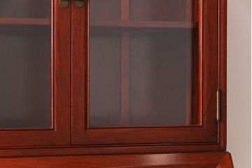 ビンテージ　高級唐木家具　花鳥図　美しい象嵌があしらわれたビューローブックケース(ライティングビューロー、本箱、飾り棚、ワークデスク、ヴィンテージ、在宅用、在宅ワーク)(定価約65万円)