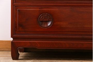 ビンテージ　高級唐木家具　花鳥図　美しい象嵌があしらわれたビューローブックケース(ライティングビューロー、本箱、飾り棚、ワークデスク、ヴィンテージ、在宅用、在宅ワーク)(定価約65万円)