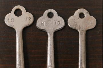アンティーク雑貨　イギリスアンティーク　シャビーな風合いがおしゃれなキー3本セット(鍵、カギ)(3)