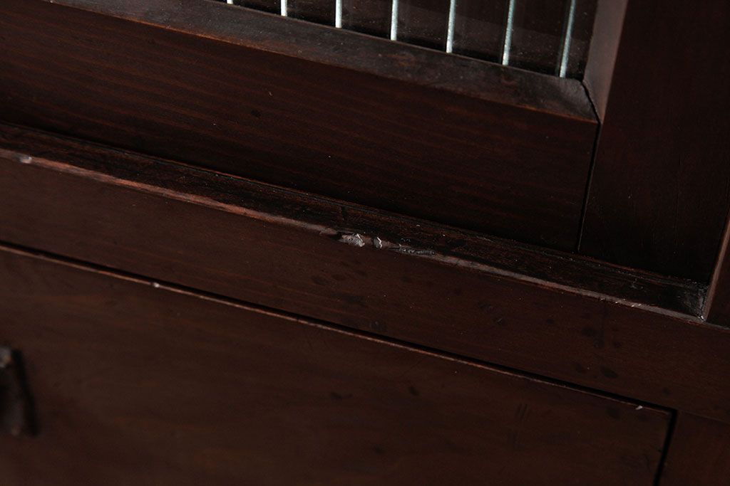 アンティーク家具　和製アンティーク　天板リメイク　モダンシックな雰囲気漂う収納棚(カウンターテーブル、食器棚、本箱)