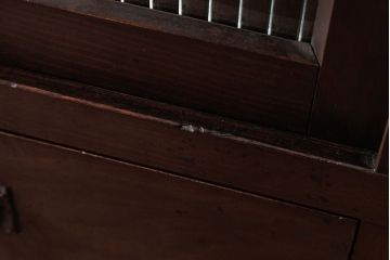 アンティーク家具　和製アンティーク　天板リメイク　モダンシックな雰囲気漂う収納棚(カウンターテーブル、食器棚、本箱)