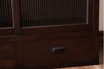 アンティーク家具　和製アンティーク　天板リメイク　モダンシックな雰囲気漂う収納棚(カウンターテーブル、食器棚、本箱)