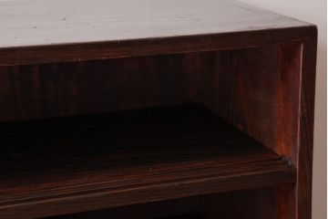 レトロ家具　昭和レトロ　古い木の質感が味わい深いガラス収納棚(食器棚)