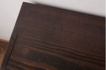 レトロ家具　昭和レトロ　古い木の質感が味わい深いガラス収納棚(食器棚)