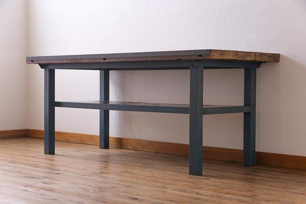 古家具ビンテージ品 ◾️ 鉄脚アイアンフレーム × ラワン材天板 作業台 テーブル Z00344-230x173.jpg