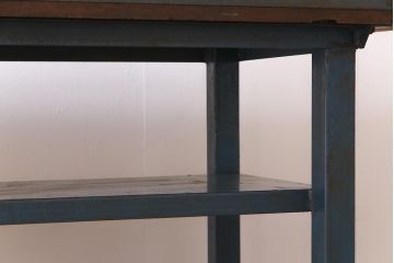 ヴィンテージ家具　ビンテージ　ジャンクさが魅力的なアイアンフレームの作業台(鉄脚テーブル)(1)