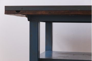 ヴィンテージ家具　ビンテージ　ジャンクさが魅力的なアイアンフレームの作業台(鉄脚テーブル)(2)