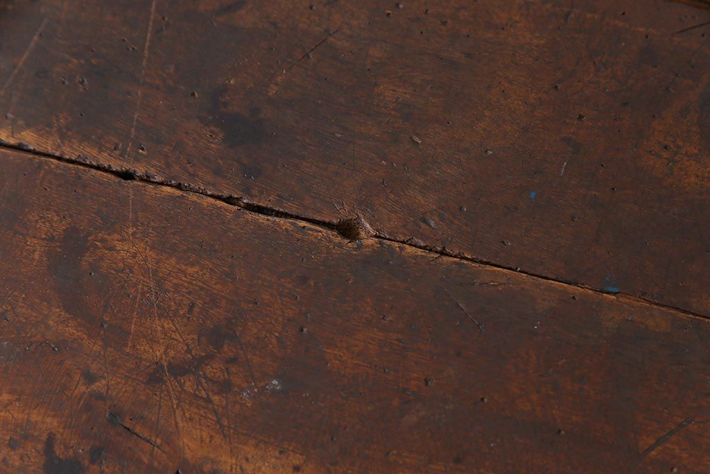 ヴィンテージ家具　ビンテージ　ジャンクさが魅力的なアイアンフレームの作業台(鉄脚テーブル)(3)