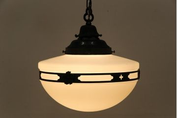 激レア!　和製アンティーク　細かなデザインの銅巻き照明(電笠、天井照明、吊り下げ照明)