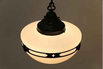 激レア!　和製アンティーク　細かなデザインの銅巻き照明(電笠、天井照明、吊り下げ照明)