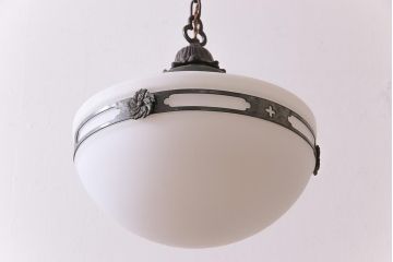 激レア!　和製アンティーク　細かなデザインの銅巻き照明(電笠、天井照明、吊り下げ照明)