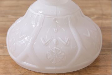 昭和レトロ　浮き出た模様が可愛らしいガラスシェード(電笠、天井照明)