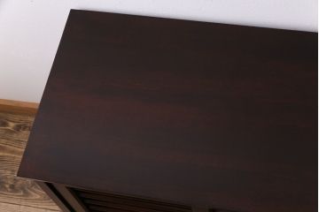 中古美品　松本民芸家具　直線のデザインが印象的なサイドボード(ローボード、収納棚、戸棚)(定価約33万円)(1)