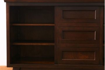 中古美品　松本民芸家具　直線のデザインが印象的なサイドボード(ローボード、収納棚、戸棚)(定価約33万円)(1)