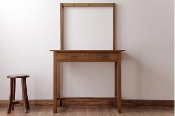 レトロ家具　昭和レトロ　さりげない個性が光るフック付きテーブル(ワークデスク、在宅ワーク、在宅用、作業台)