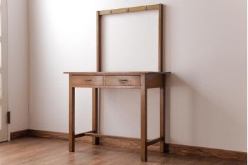 レトロ家具　昭和レトロ　さりげない個性が光るフック付きテーブル(ワークデスク、在宅ワーク、在宅用、作業台)