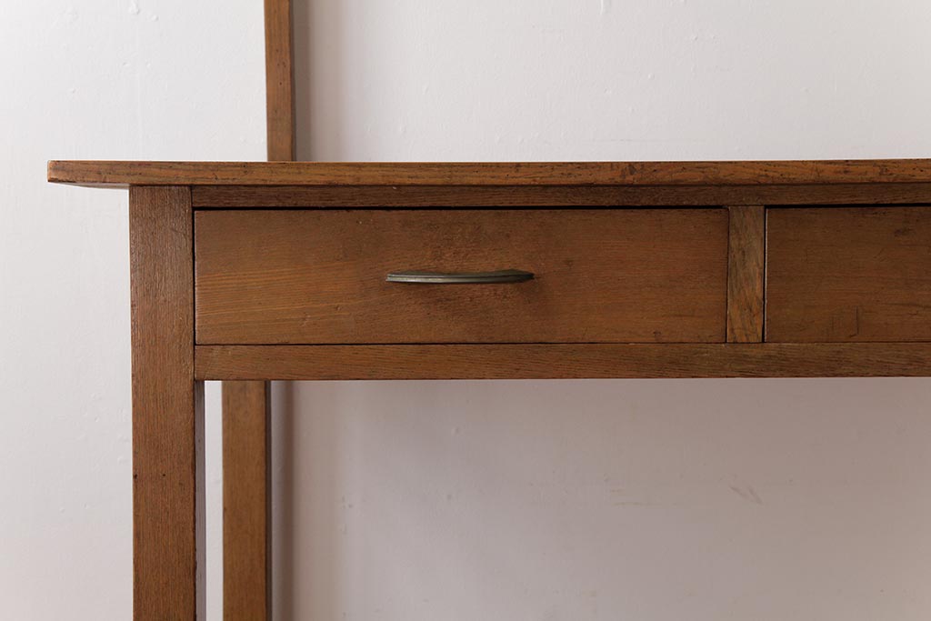 レトロ家具　昭和レトロ　さりげない個性が光るフック付きテーブル(ワークデスク、在宅ワーク、在宅用、作業台)