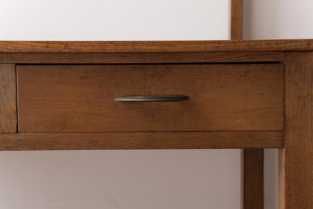 レトロ家具　昭和レトロ　さりげない個性が光るフック付きテーブル(ワークデスク、在宅ワーク、在宅用、作業台)