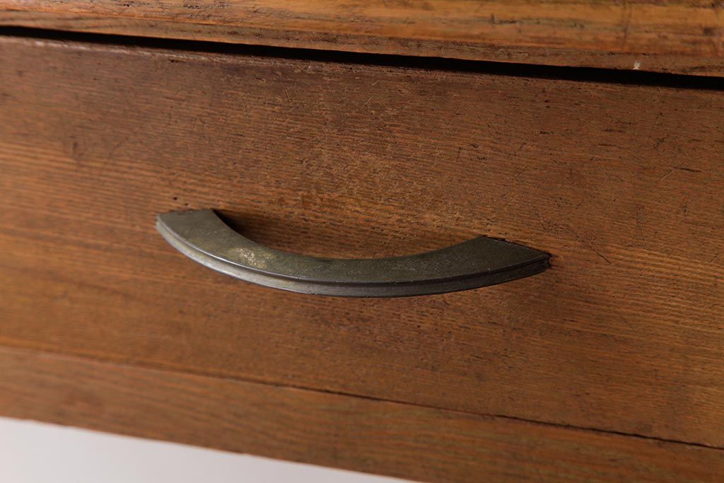 レトロ家具　昭和レトロ　さりげない個性が光るフック付きテーブル(ワークデスク、在宅ワーク、在宅用、作業台)