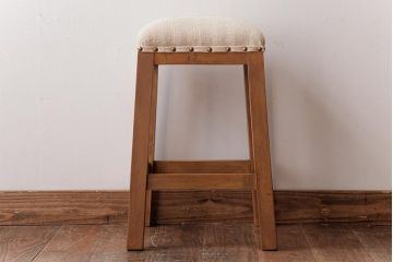 レトロ家具　昭和レトロ　赤と青のラインが可愛らしいグレインサックを利用したクッションスツール(椅子、チェア)