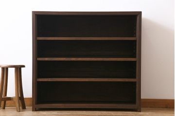 アンティーク家具　昭和中期　ヒノキ材　落ち着いた色味のシンプルなオープンラック(収納棚、飾り棚)