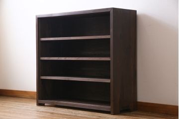 アンティーク家具　昭和中期　ヒノキ材　落ち着いた色味のシンプルなオープンラック(収納棚、飾り棚)