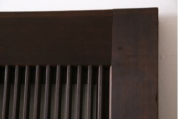和製アンティーク　倹飩式裏ガラス　ヒノキ材　和モダンな雰囲気溢れる上品な格子蔵戸(格子戸、ガラス戸、引き戸、建具、玄関戸)