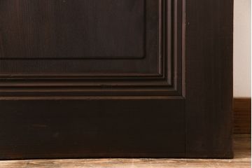 和製アンティーク　倹飩式裏ガラス　ヒノキ材　和モダンな雰囲気溢れる上品な格子蔵戸(格子戸、ガラス戸、引き戸、建具、玄関戸)