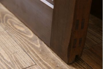 和製アンティーク　倹飩式裏ガラス　ヒノキ材　和モダンな雰囲気溢れる上品な格子蔵戸(格子戸、ガラス戸、引き戸、建具、玄関戸)