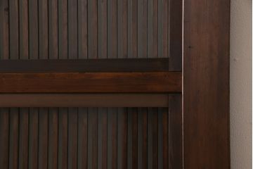 和製アンティーク　倹飩式裏ガラス　ヒノキ材　和モダンな雰囲気溢れる上品な格子蔵戸(格子戸、ガラス戸、引き戸、建具、玄関戸)