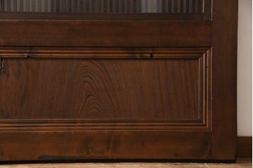和製アンティーク　倹飩式裏ガラス　ヒノキ材　和モダンな雰囲気溢れる上品な格子蔵戸(格子戸、ガラス戸、引き戸、建具、玄関戸)