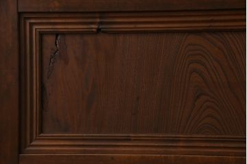 和製アンティーク　倹飩式裏ガラス　ヒノキ材　和モダンな雰囲気溢れる上品な格子蔵戸(格子戸、ガラス戸、引き戸、建具、玄関戸)