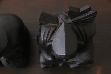アンティーク雑貨　和製アンティーク　明治大正期　古い木の味わいが魅力の大黒天・恵比寿天の置物(木彫り)