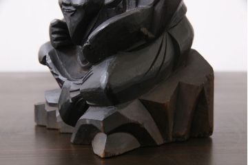 アンティーク雑貨　和製アンティーク　明治大正期　古い木の味わいが魅力の大黒天・恵比寿天の置物(木彫り)