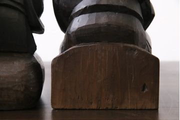 アンティーク雑貨　和製アンティーク　明治大正期　古い木の味わいが魅力の大黒天・恵比寿天の置物(木彫り)