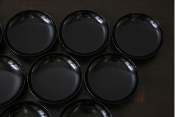 大正昭和初期　漆器　黒漆が美しい銘々皿10枚セット(木皿、菓子皿)(1)