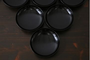 大正昭和初期　漆器　黒漆が美しい銘々皿10枚セット(木皿、菓子皿)(1)