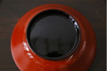 アンティーク雑貨　古民具・骨董　明治大正期　蒔絵　鷹と松　朱塗りのお椀6客セット(木製漆器)(1)