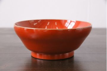 古民具・骨董　明治大正期　蒔絵　鷹と松　朱塗りのお椀6客セット(木製漆器)(2)
